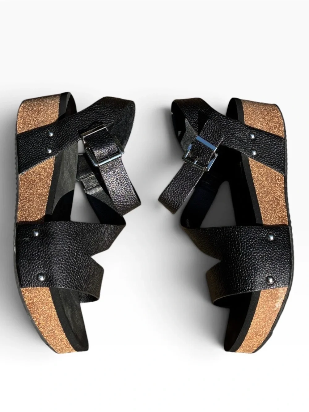 Volatile Biloxi Strappy Wedge Black Sandals Sz 11
